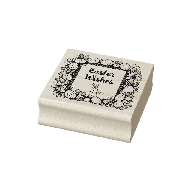 🐰Happy Easter with easter bunny and text Rubber Stamp (Stamp)