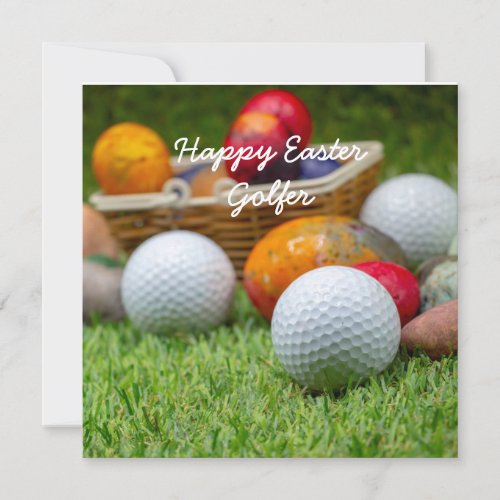 Happy Easter with eggs and golf ball Card