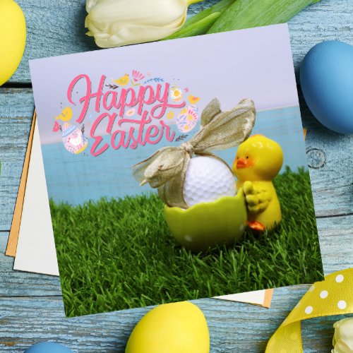 Happy Easter with eggs and golf ball Card