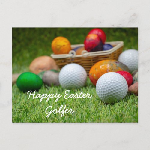 Happy Easter with eggs and golf ball Card