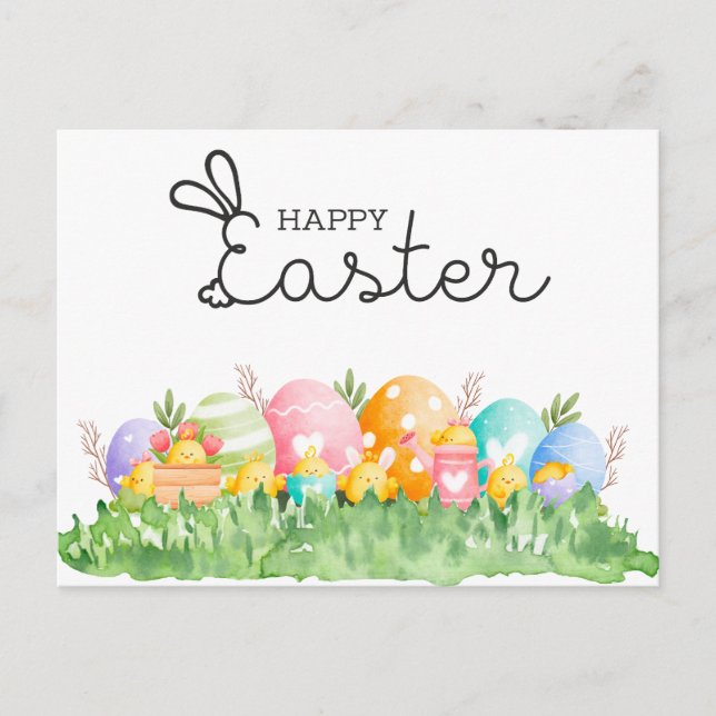 Happy Easter with Eggs  Postcard (Front)