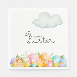 Happy Easter with Eggs Postcard Napkins