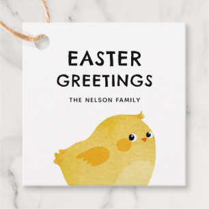 Happy Easter with little yellow chicken Favor Tags
