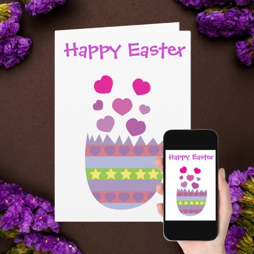 Happy Easter with Love Egg Cute Personalize Holiday Card