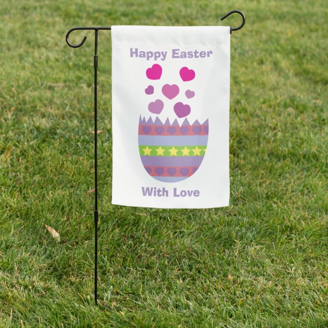 Happy Easter With Love Pastel Egg Garden Flag (In SItu)