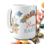 Happy Easter with Personalized Name Coffee Mug<br><div class="desc">This adorable Easter gift mug features a whimsical springtime illustration that captures the spirit of the season with its playful floral design. The adorable bunnies, pretty Spring daffodils, and sweet blue birds add a unique touch to your Easter holiday! Easy to personalize with a loved ones' name, these make a...</div>