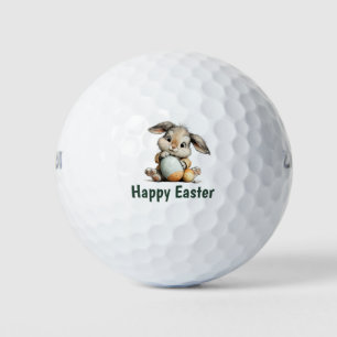Happy Easter with rabbit bunny Golf Balls