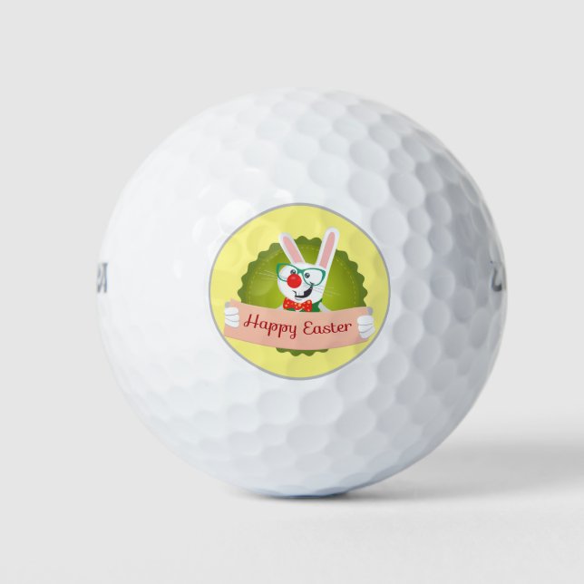 Happy Easter  with rabbit bunny  Golf Balls (Front)