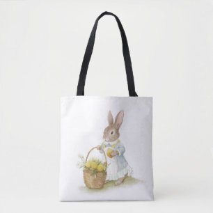 Happy Easter with Rabbit Tote Bag