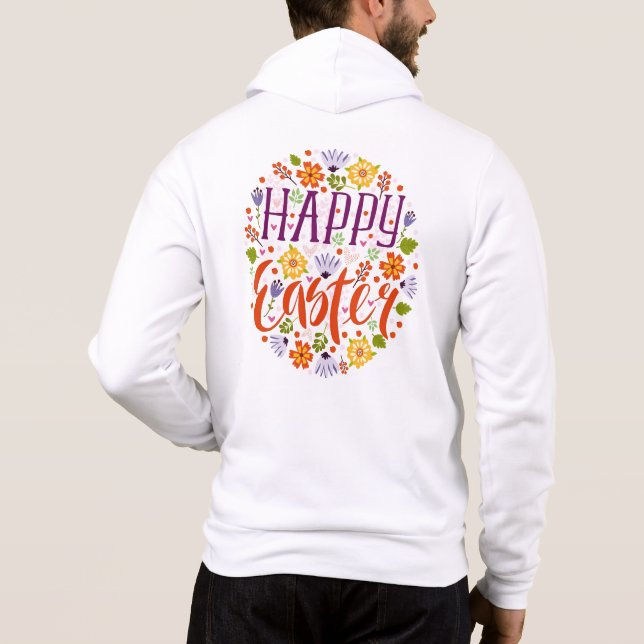 Happy Easter with Spring Flowers-23143 Hoodie (Back)