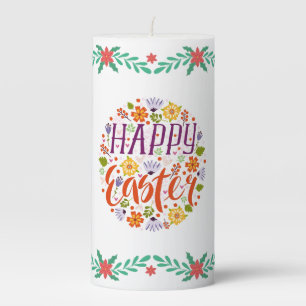 Happy Easter with Spring Flowers-23143 Latte Mug Pillar Candle