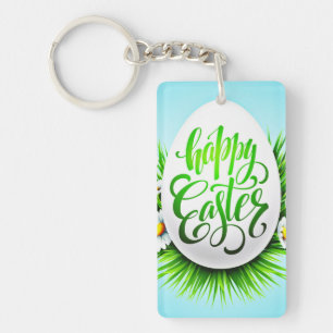 Happy Easter with Spring Flowers-23180 Keychain