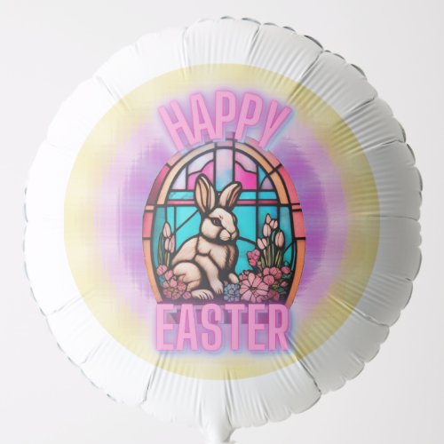 Happy Easter with Stained Glass bunny Balloon