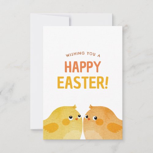 Happy Easter with two little watercolor chicks Invitation