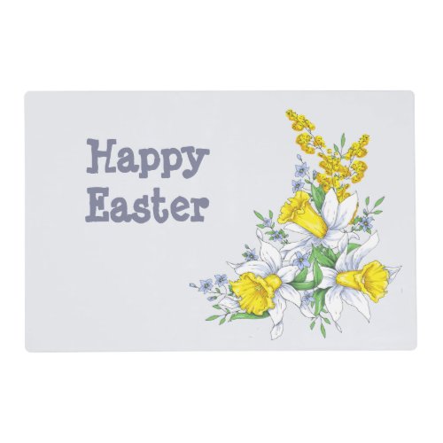 Happy Easter with Yellow Easter Flowers Placemat
