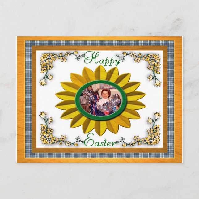Happy Easter Wood Frame Holiday Postcard (Front)