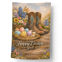 Happy Easter Y’all Boots & Eggs Garden Flag
