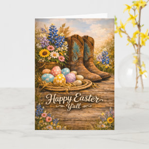 Happy Easter Y’all Boots & Wildflowers Card
