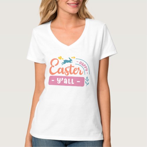 happy Easter yall jesus christ religious design T_Shirt