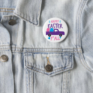 Happy Easter Y'all Modern Egg Truck Classic Button