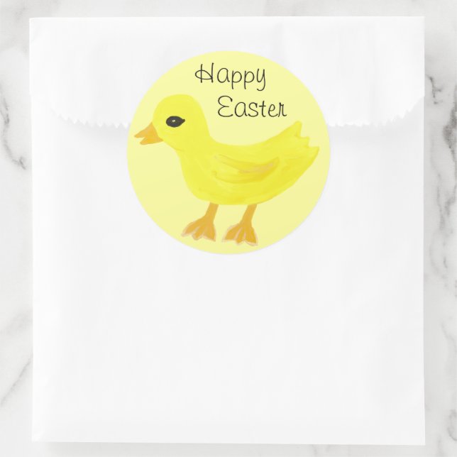 Happy Easter Yellow Baby Dick Classic Round Sticker (Bag)
