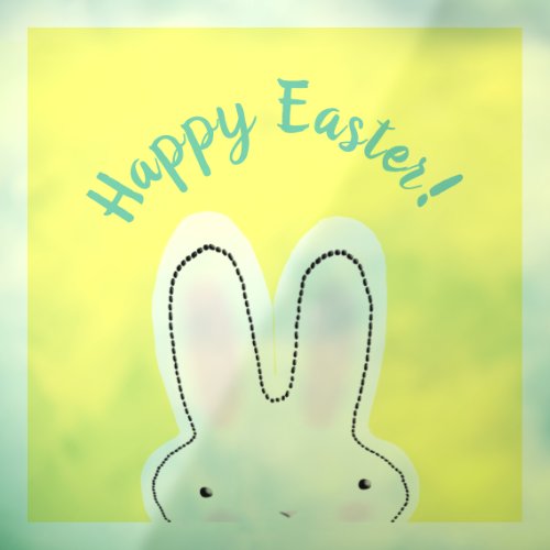 Happy Easter yellow cute bunny two sided funny Window Cling