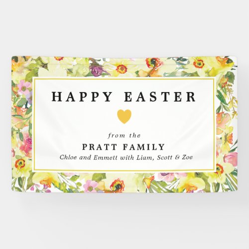 Happy Easter Yellow Daffodil Heart Welcome Banner