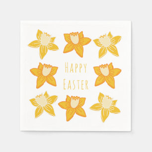 Happy Easter Yellow Daffodil Napkins