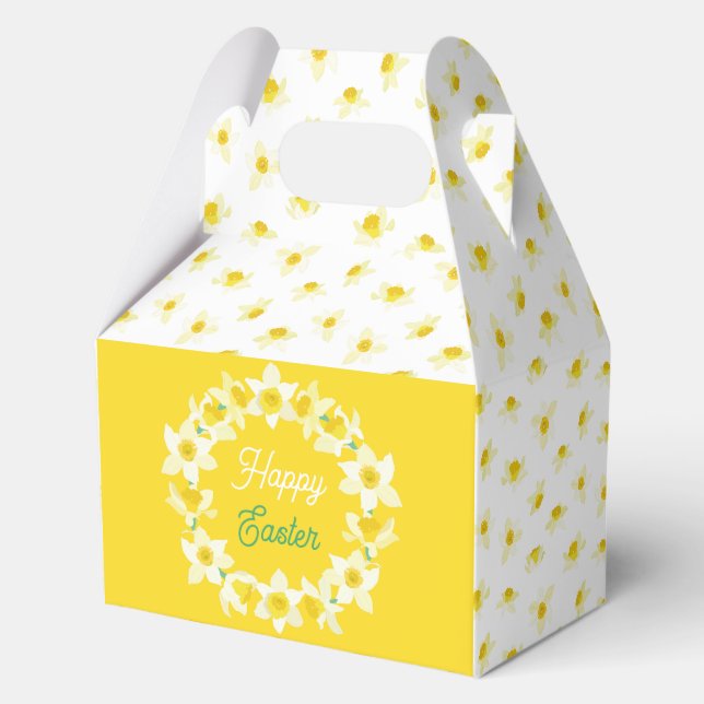 Happy Easter. Yellow Daffodils Spring Modern. Favor Boxes (Front)