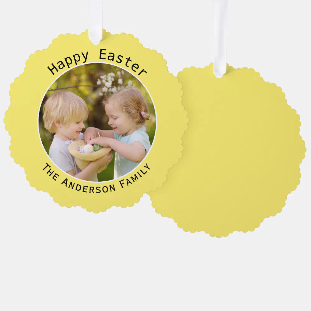 Happy Easter Yellow Photo Decoration Ornament Card