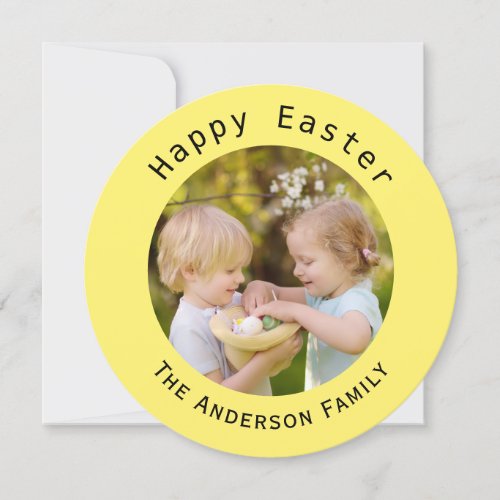 Happy Easter Yellow Personalised Photo Greeting Holiday Card