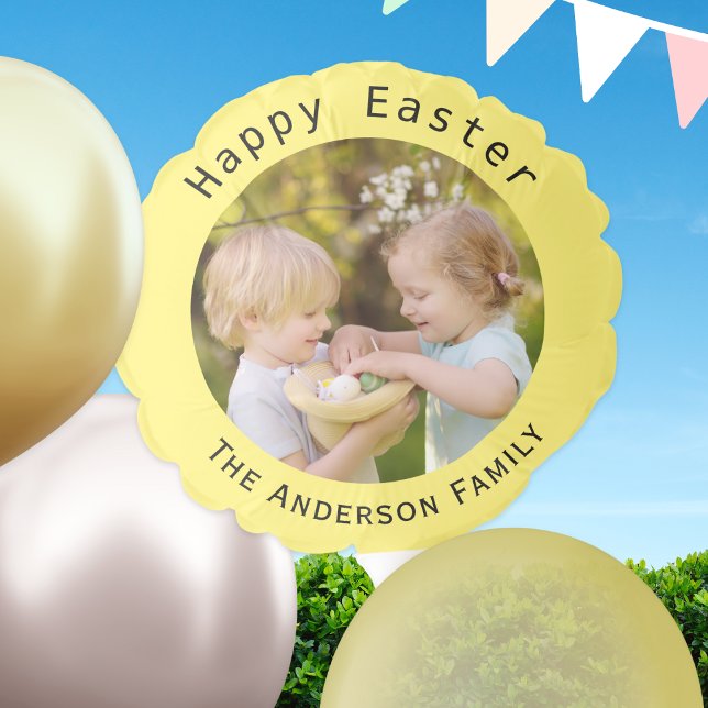 Happy Easter Yellow Photo Balloon (A yellow balloon with Happy Easter greeting. Personalize with a favorite photo and your own text)