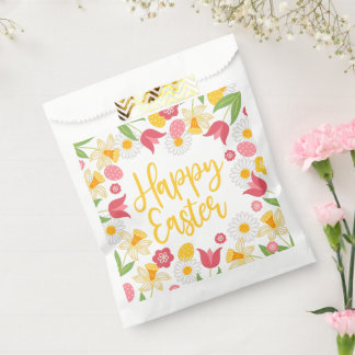 Happy Easter | Yellow Red Floral  Favor Bag