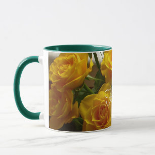 Happy Easter Yellow Rose Mug - Customizable