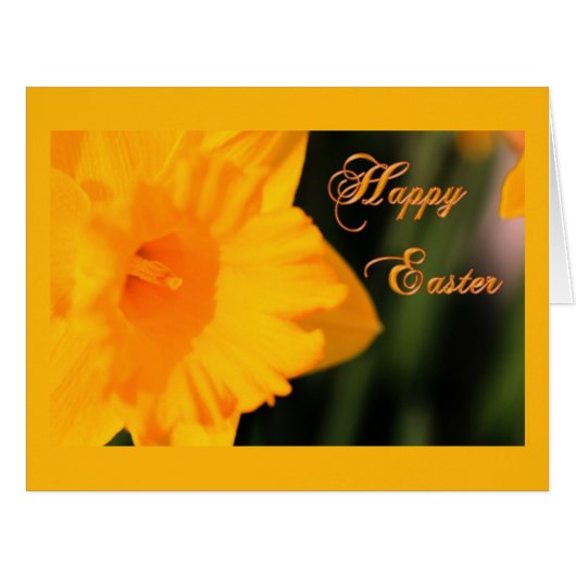 Happy Easter Yellow Spring Daffodil Flower Cards (Front Horizontal)