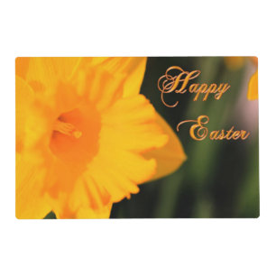 Happy Easter Yellow Spring Daffodil Flower Placemat