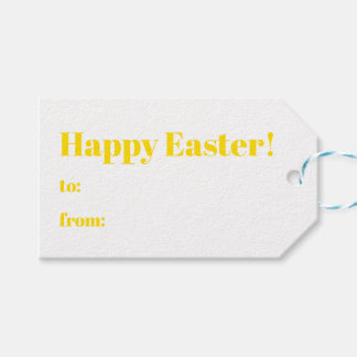 Happy Easter yellow to from modern typography Gift Tags