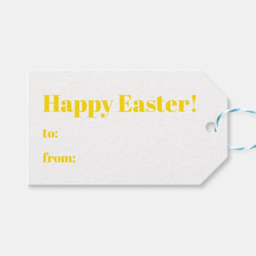 Happy Easter yellow to from modern typography Gift Tags