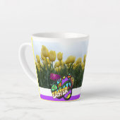 Happy Easter Yellow Tulips Design Latte Mug (Left Angle)