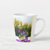 Happy Easter Yellow Tulips Design Latte Mug (Right)