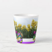 Happy Easter Yellow Tulips Design Latte Mug (Front)