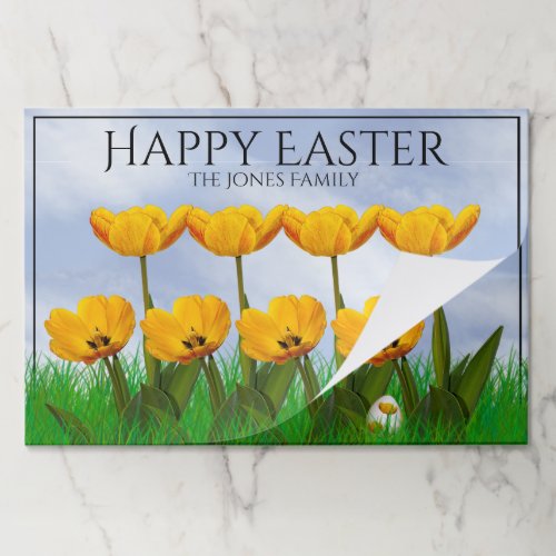 Happy Easter Yellow Tulips Floral Photography Egg Paper Pad