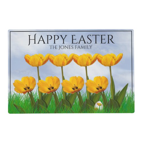 Happy Easter Yellow Tulips Floral Photography Egg Placemat