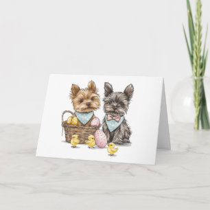 Happy Easter Yorkshire Terrier Dogs Card