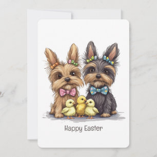Happy Easter Yorkshire Terrier Dogs Holiday Card