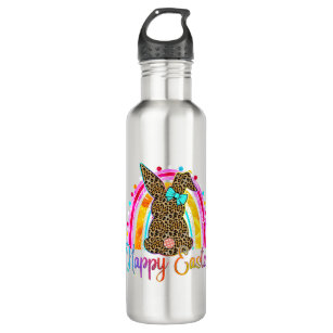 Happy Easterleopard Bunny Easter Rainbow Stainless Steel Water Bottle