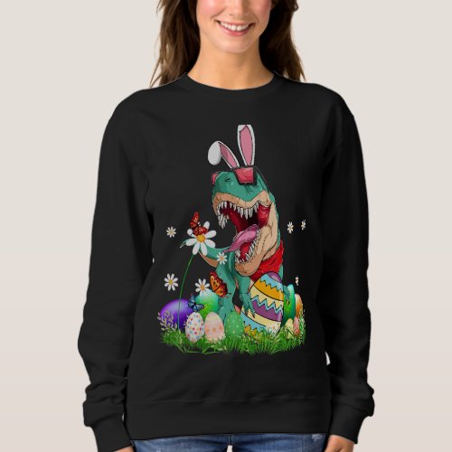Happy Eastrawr Cute Trex Dinosaur Easter Bunny Egg Sweatshirt