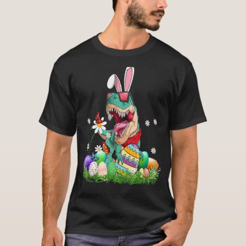 Happy Eastrawr Cute Trex Dinosaur Easter Bunny Egg T_Shirt