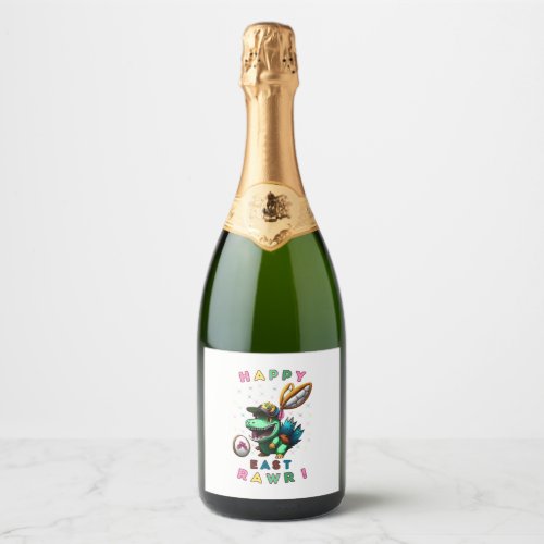 Happy Eastrawr _ Dinosur t_shirt design Sparkling Wine Label