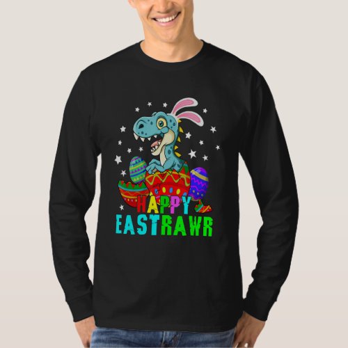Happy Eastrawr Easter Day Cute T Rex Dinosaur Kids T_Shirt